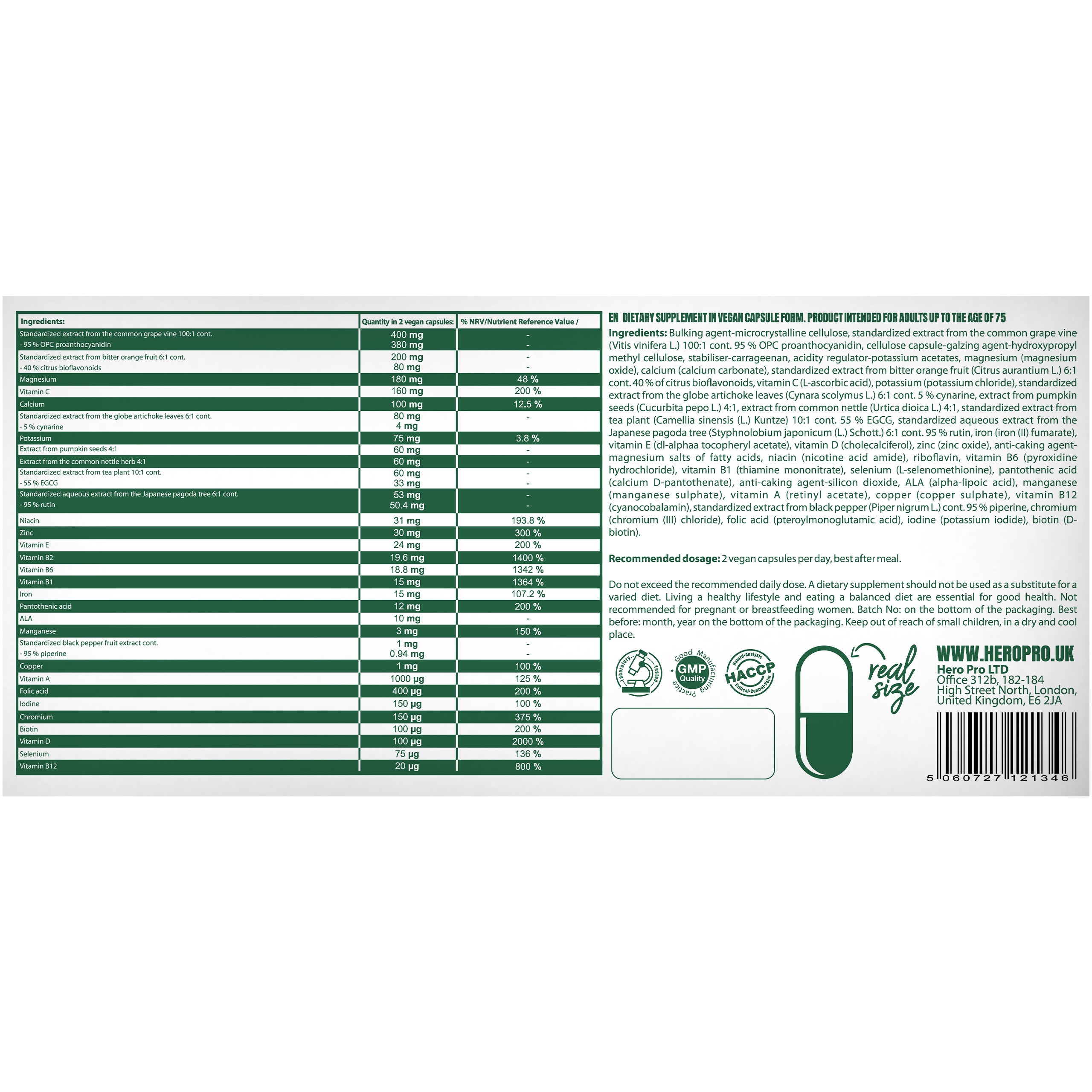 HIRO.LAB - Multi Human Vitamin & Mineral Complex 60 Vege Caps