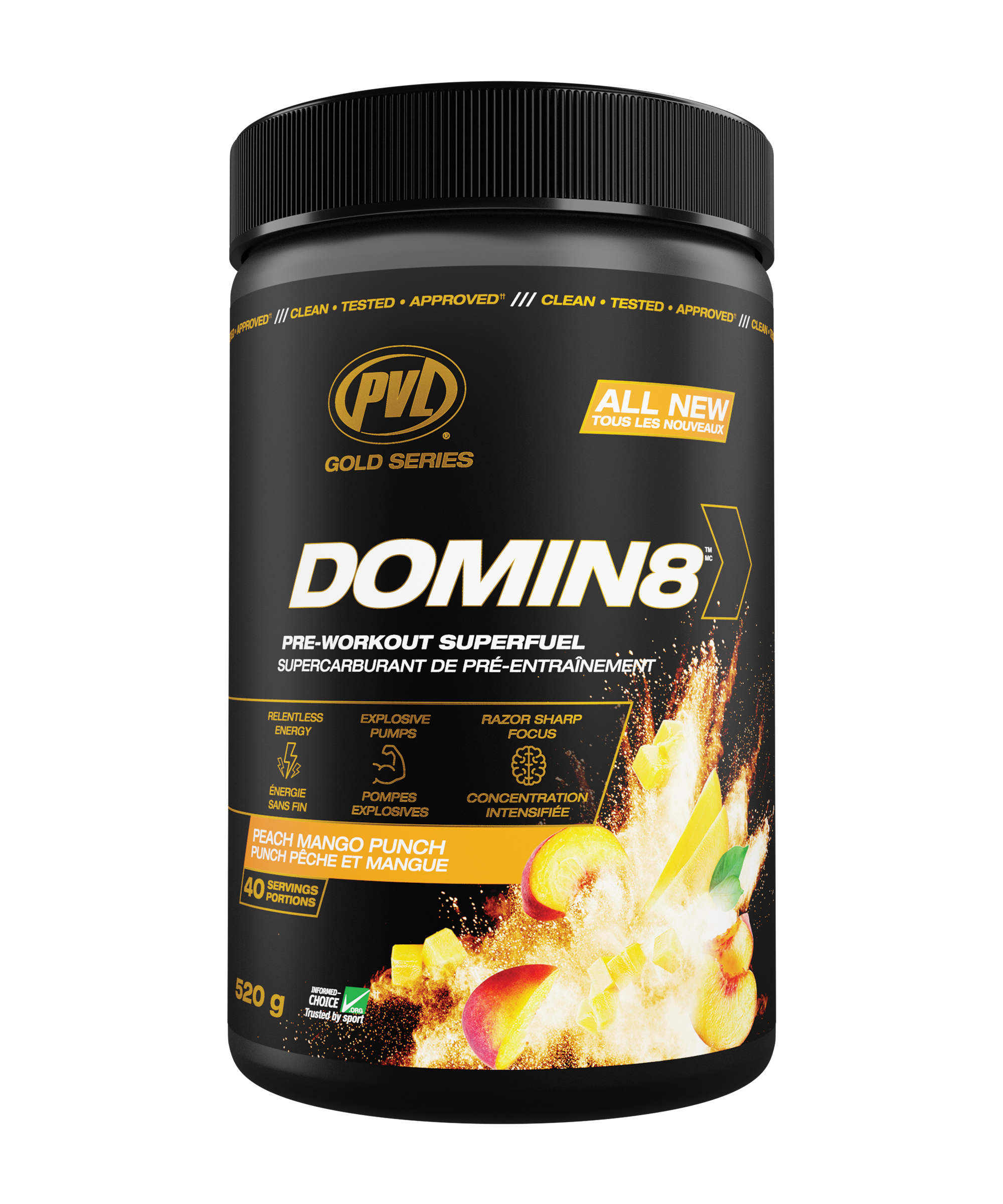 PVL - (Gold Series) DOMIN8 Pre-Workout 520g