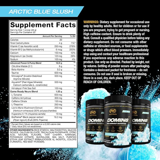 PVL - (Gold Series) DOMIN8 Pre-Workout 225g