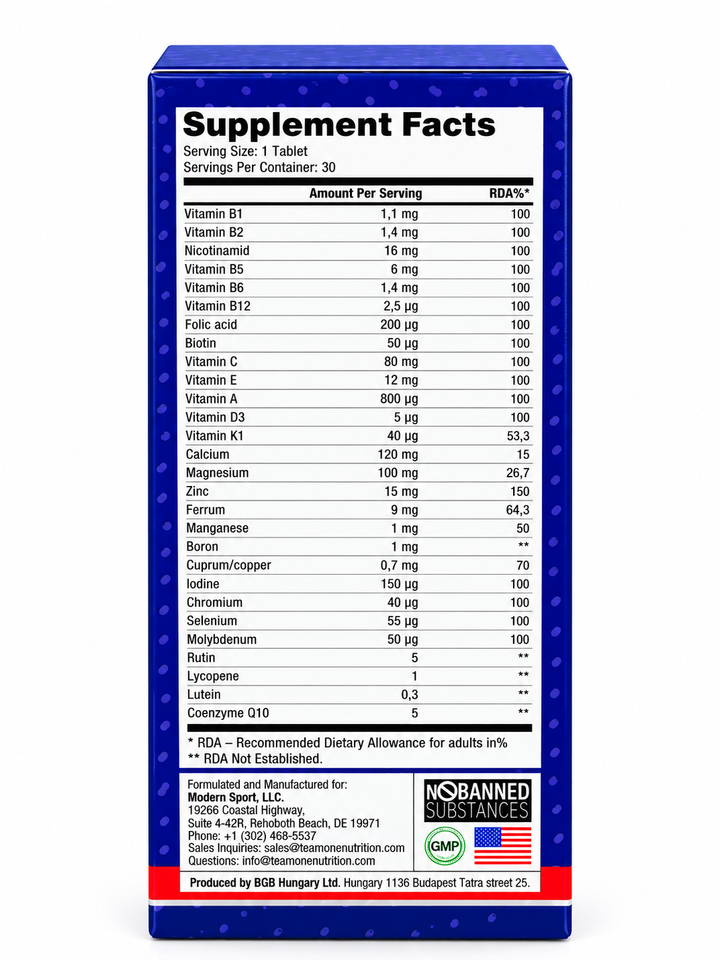 TeamOne Life - Multivitamin &amp; Mineral 30 Tablets